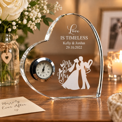 Personalised Engraved Heart Crystal Glass Clock Wedding Gift Or Wedding Present Personalised Crystal Glass ukgiftstoreonline