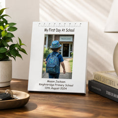 Personalised First Day At School White Photo Frame Engraved Photo Frame ukgiftstoreonline