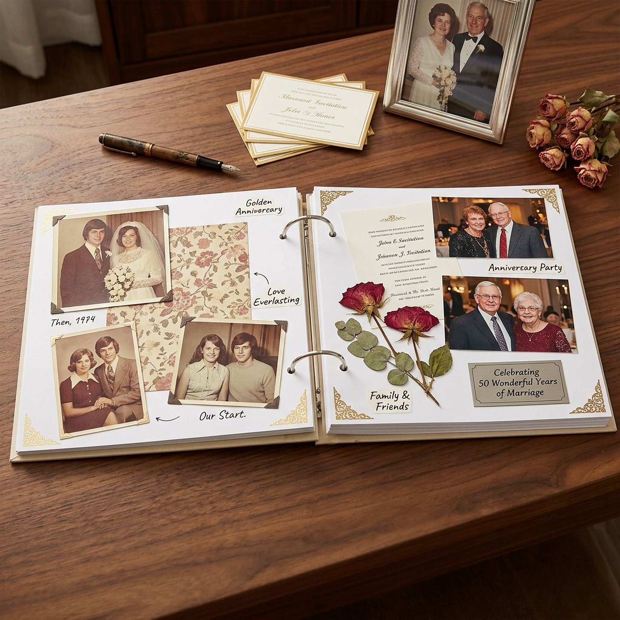 ukgiftstoreonline Personalised Large Wooden 50th Anniversary Scrapbook Photo Album Keepsake Scrapbook Guest Book ukgiftstoreonline