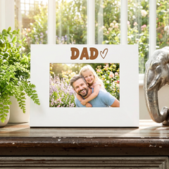 White Engraved Dad Heart Photo Frame Gift Landscape Family Photo frame ukgiftstoreonline