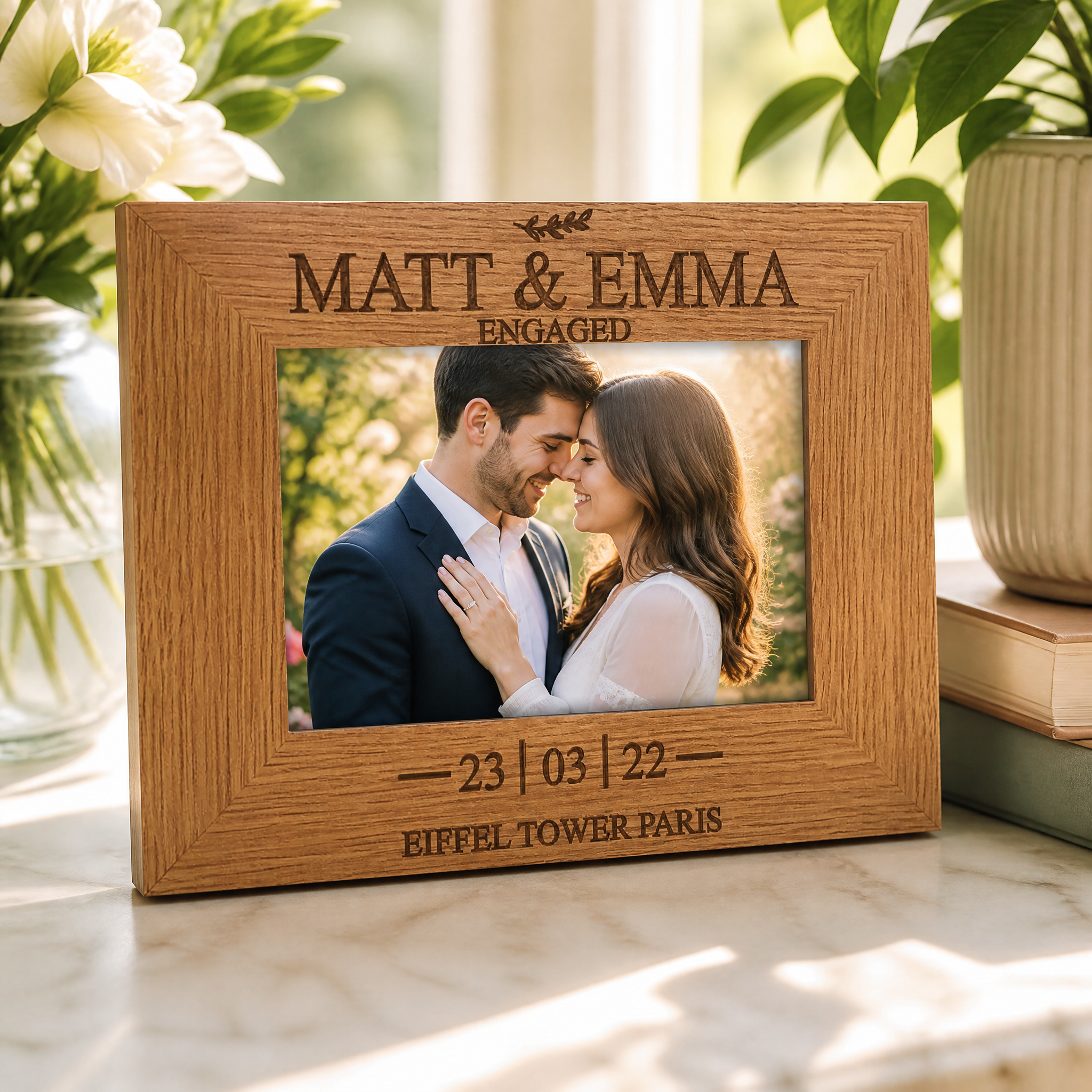 Personalised Engagement Sentiment Gift Wooden Photo Picture Frame Landscape Photo Frame ukgiftstoreonline