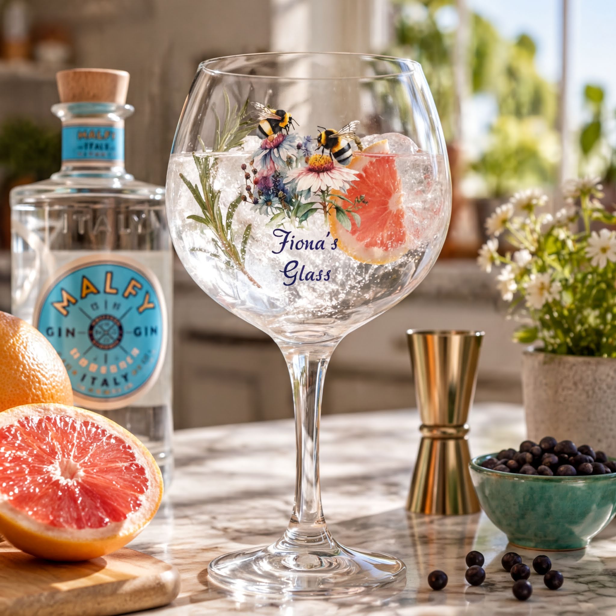 Personalised Bumble Bee Cocktail Gin Glass Gift For Her Personalised Gin Glasses ukgiftstoreonline