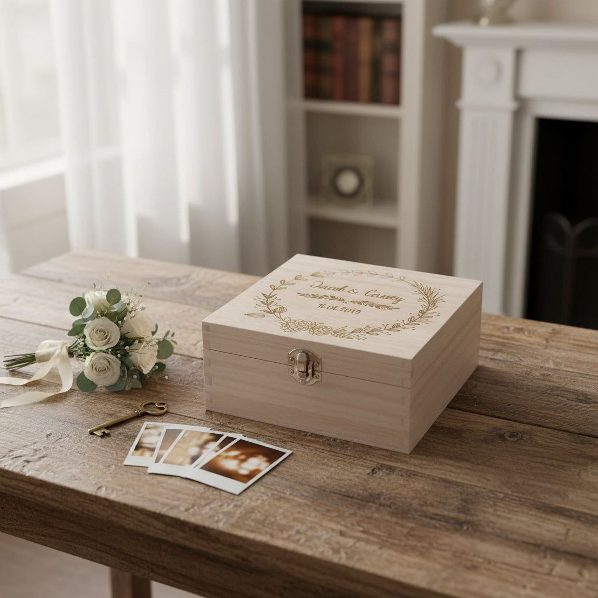 ukgiftstoreonline Personalised Wooden Keepsake Box Wedding Memory Engraved Gifts Any Name Keepsake Memory Box ukgiftstoreonline