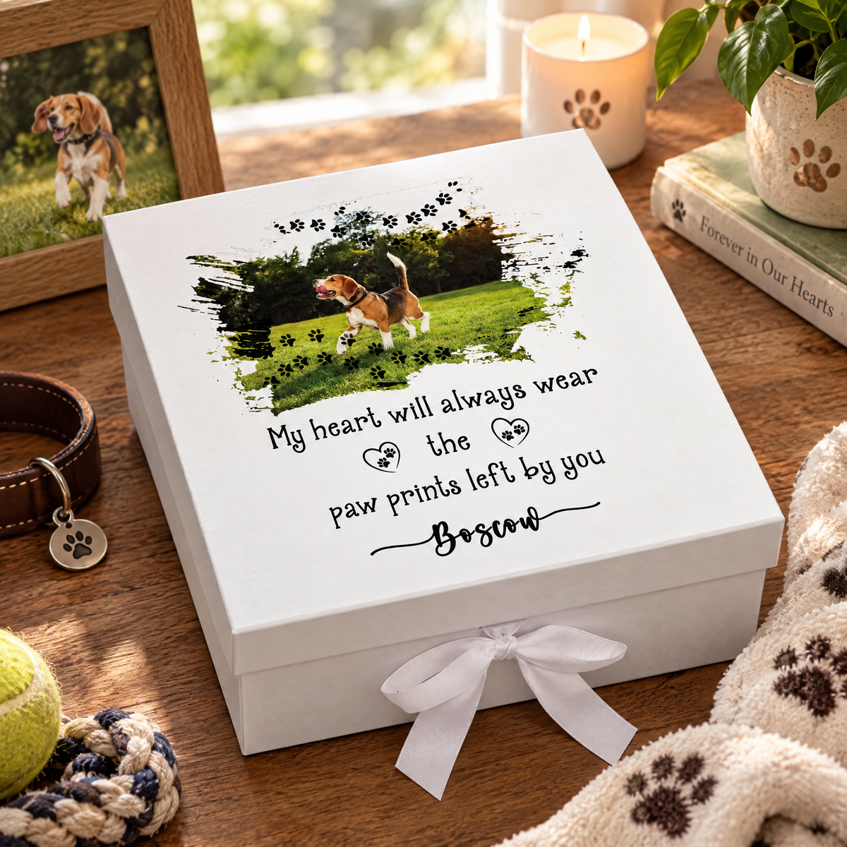 Pet Memorial Box, Personalised Paw Print Photo Keepsake For Pets ukgiftstoreonline