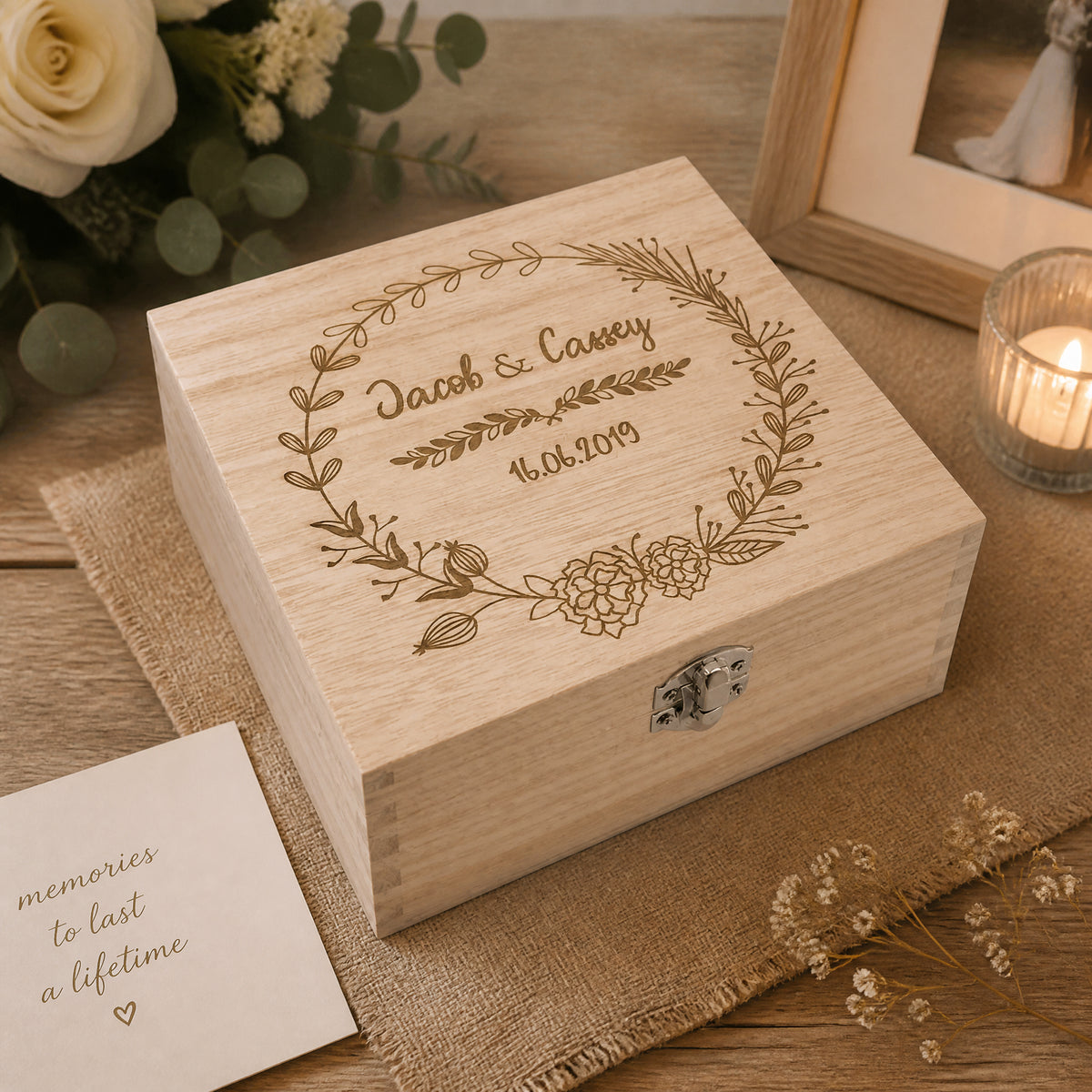 ukgiftstoreonline Personalised Wooden Keepsake Box Wedding Memory Engraved Gifts Any Name Keepsake Memory Box ukgiftstoreonline