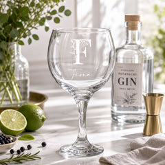 Personalised Beautiful Floral Alphabet Font Gin and Tonic or Cocktail Glass Gift Personalised Gin Glasses ukgiftstoreonline