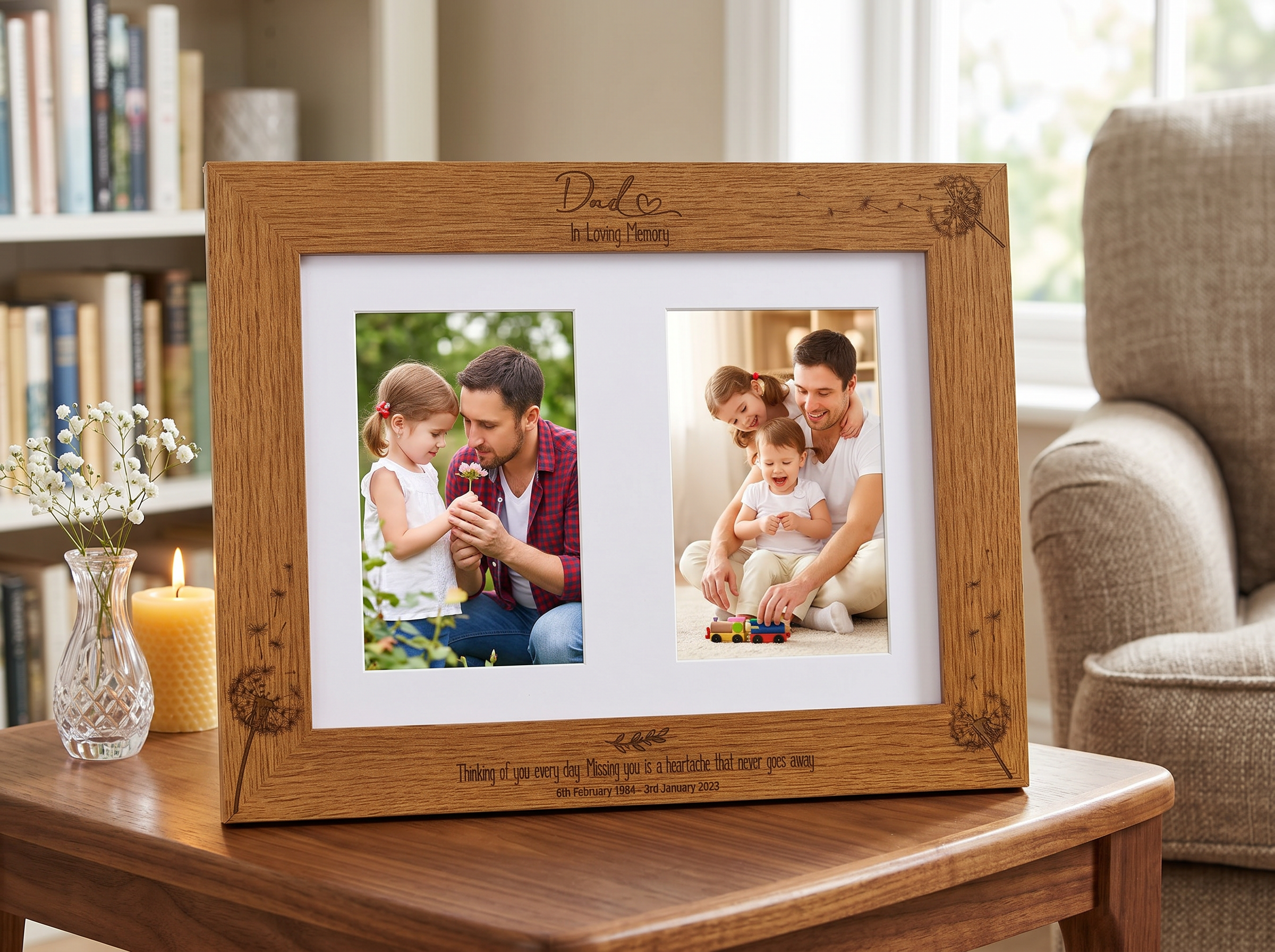 Dad In Loving Memory Photo Frame Double 6x4 Inch Personalised Photo Frame ukgiftstoreonline