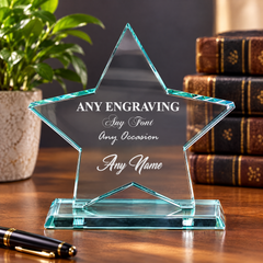 Personalised Glass Star Trophy | Large Jade, 18Cm X 18Cm, Any Engraving Personalised Gifts ukgiftstoreonline