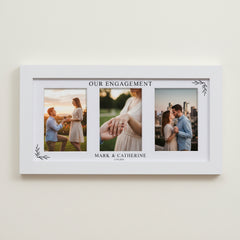Custom Engagement Photo Collage Print With Mount and White Wood Frame Engagement Photo Frame ukgiftstoreonline