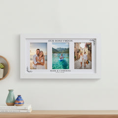 Custom Honeymoon Photo Collage Print With Mount and White Wood Frame Anniversary Photo Frame ukgiftstoreonline