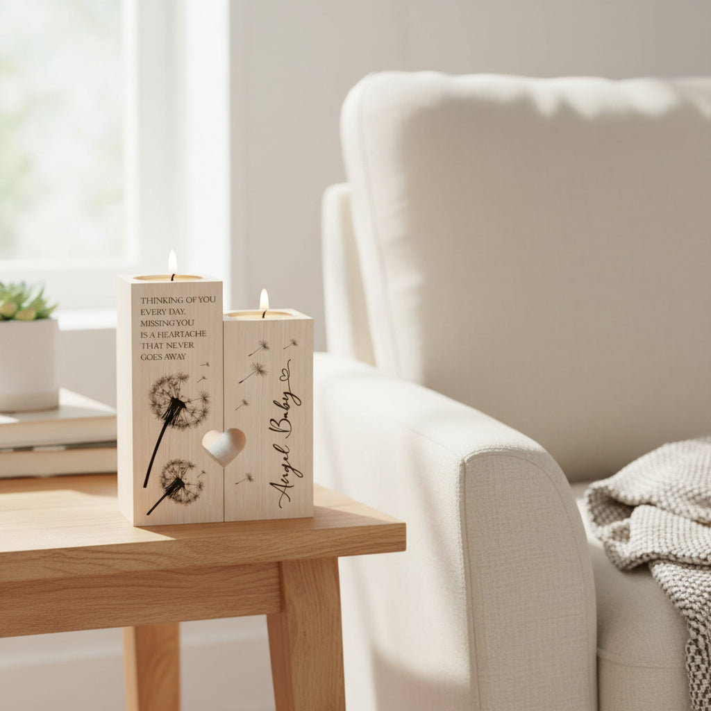 Angel Baby In Loving Memory Remembrance Double Tea Light Candle Holder