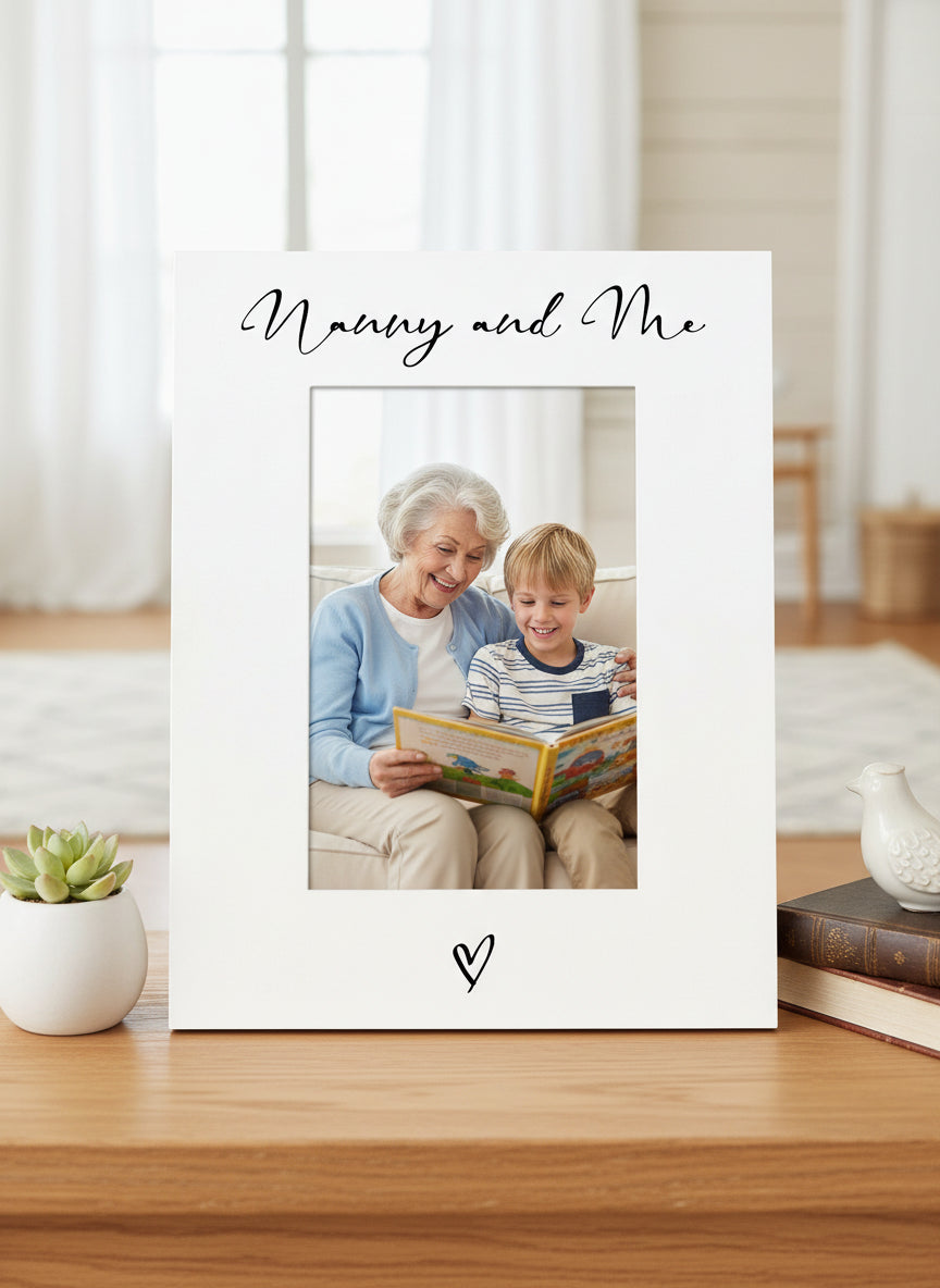 White 6x4 Portrait Picture Photo Frame Nanny & Me Heart