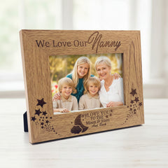 We Love Our Nanny To The Moon and Back Engraved Wooden Photo Frame Gift Nanny Photo Frame ukgiftstoreonline