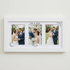 Custom Wedding Day Photo Collage Print With Mount and White Wood Frame Anniversary Photo Frame ukgiftstoreonline