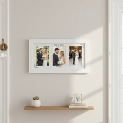 Custom Wedding Day Photo Collage Print With Mount and White Wood Frame Anniversary Photo Frame ukgiftstoreonline