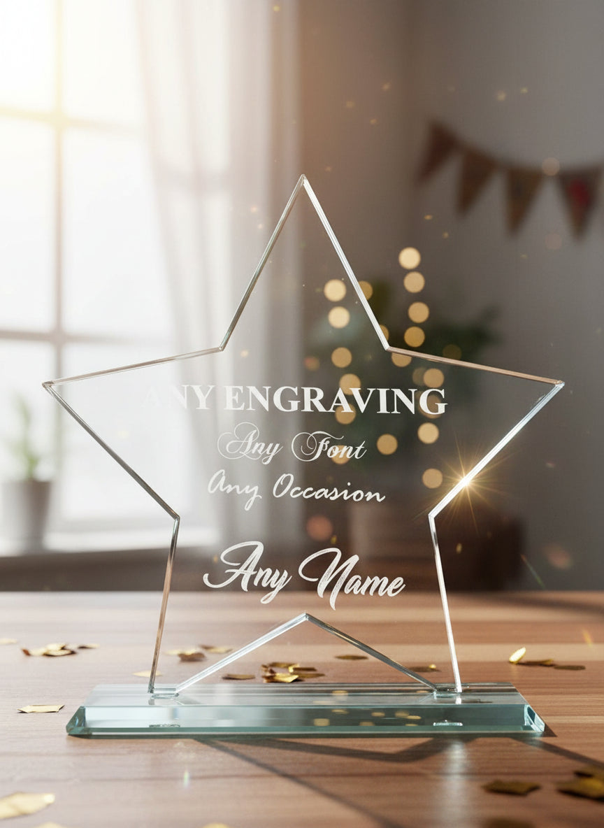 Large Jade Glass Personalised Star Trophy Any Engraving Personalised Gifts ukgiftstoreonline