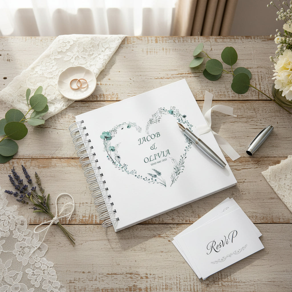 Personalised Wedding Guest Book Memory Book Photo Album Dusty Blue Heart Scrapbook ukgiftstoreonline
