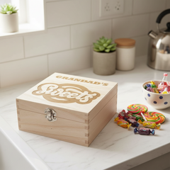 Personalised Engraved Sweets Wooden Box Gift For Birthdays Fathers Day Mothers Day or Christmas Personalised Gifts ukgiftstoreonline