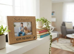 Personalised Best Dog Dad Photo Frame Gift Engraved Oak Wood Finish Pet Photo Frame ukgiftstoreonline 8 x 10 Inch