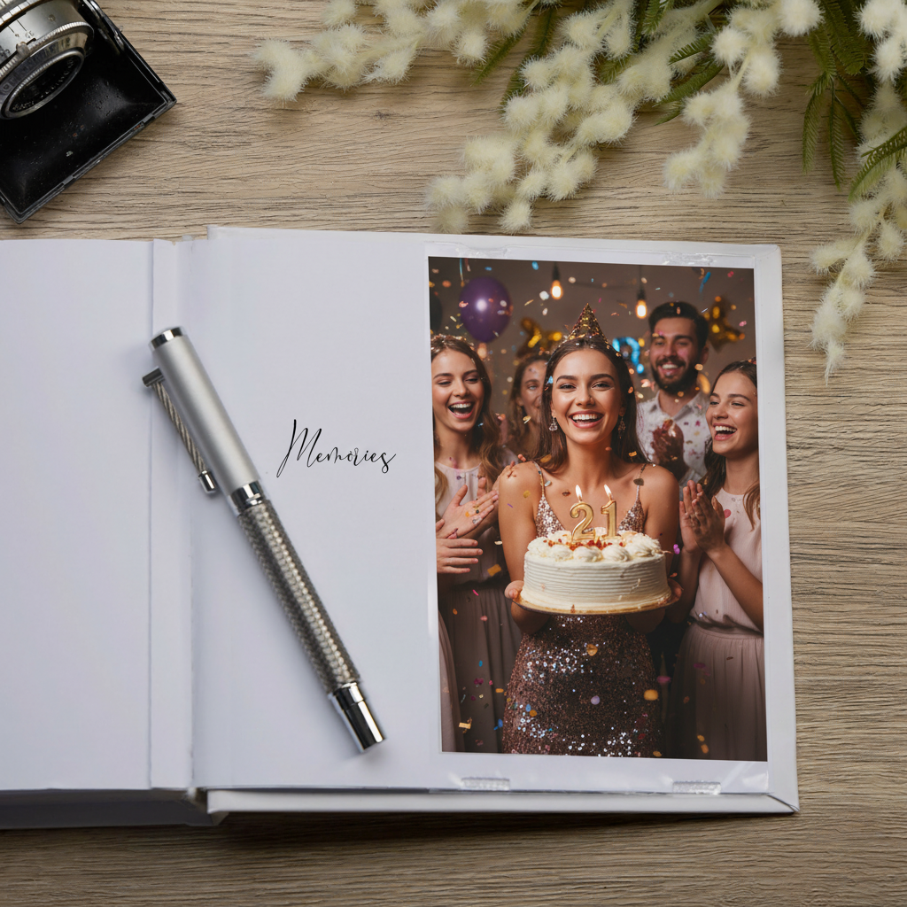 Personalised 21st Birthday Photo Album Gift With Gold Balloons Birthday Photo Album ukgiftstoreonline