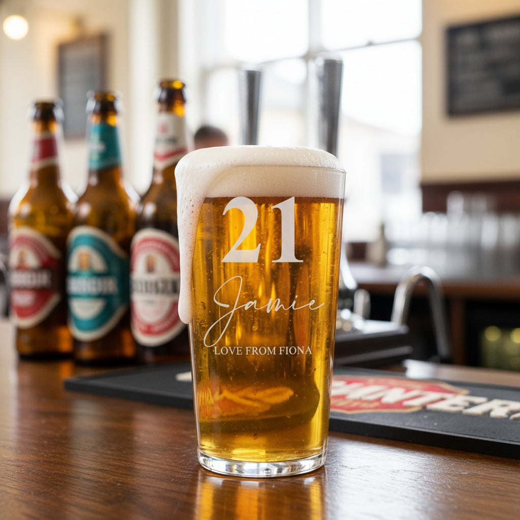 Personalised Engraved 21st Birthday Beer Perfect Pint Glass Gift personalised beer glasses ukgiftstoreonline