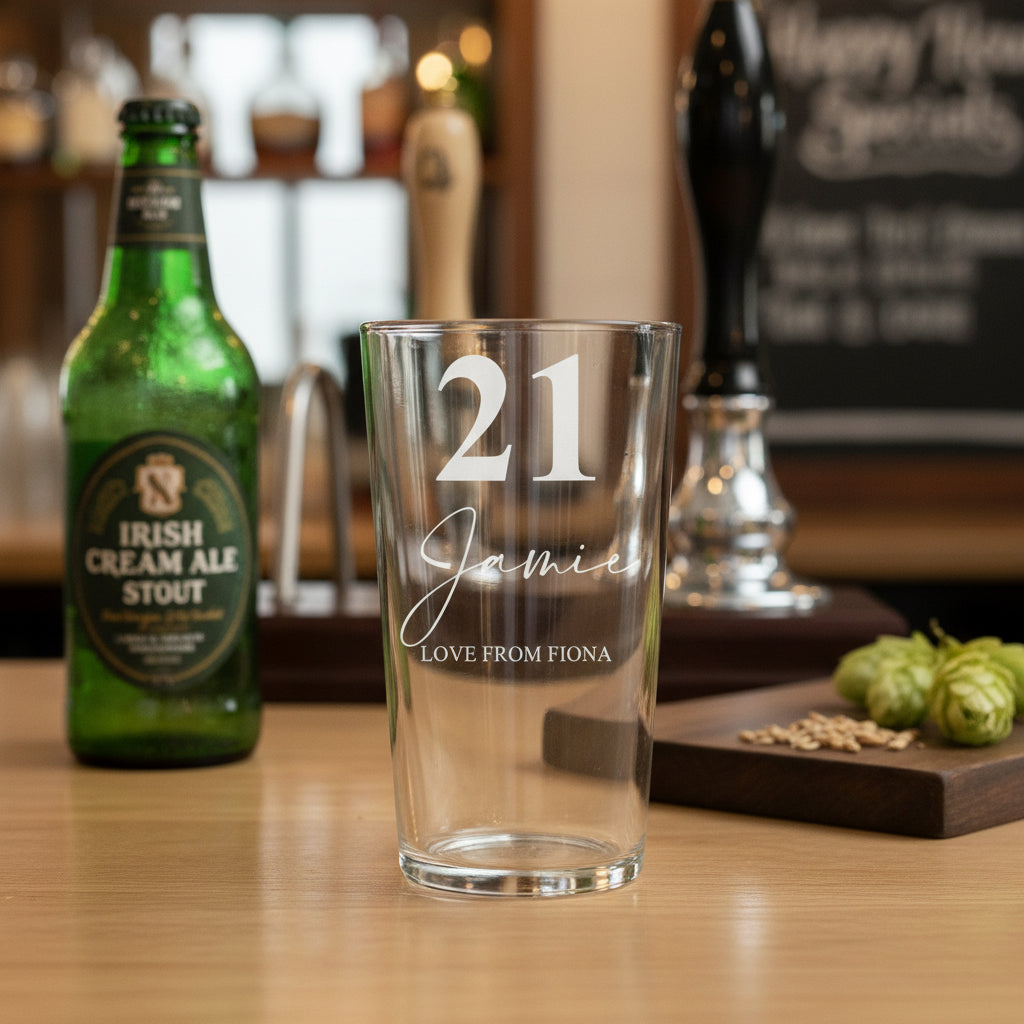 Personalised Engraved 21st Birthday Beer Perfect Pint Glass Gift personalised beer glasses ukgiftstoreonline