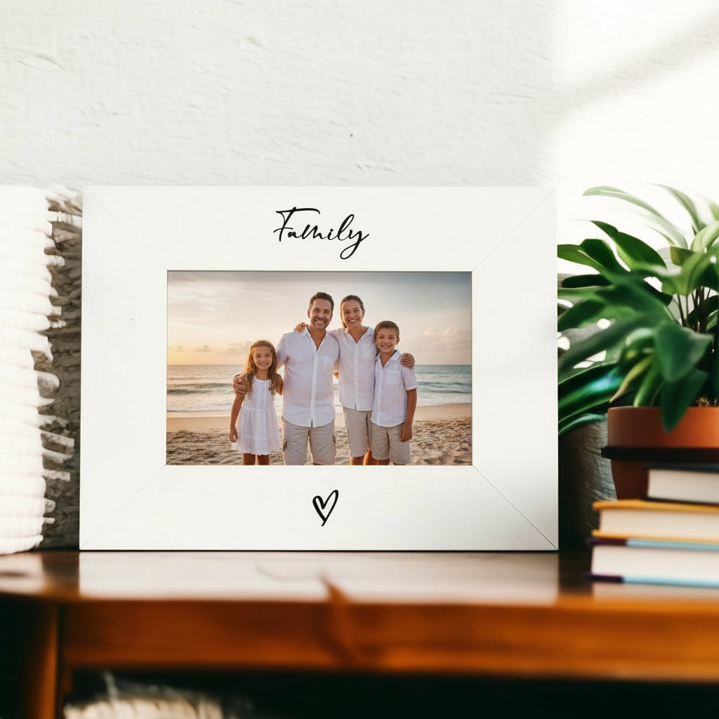 White 6x4 Landscape Picture Photo Frame Family Heart Photo Frame ukgiftstoreonline