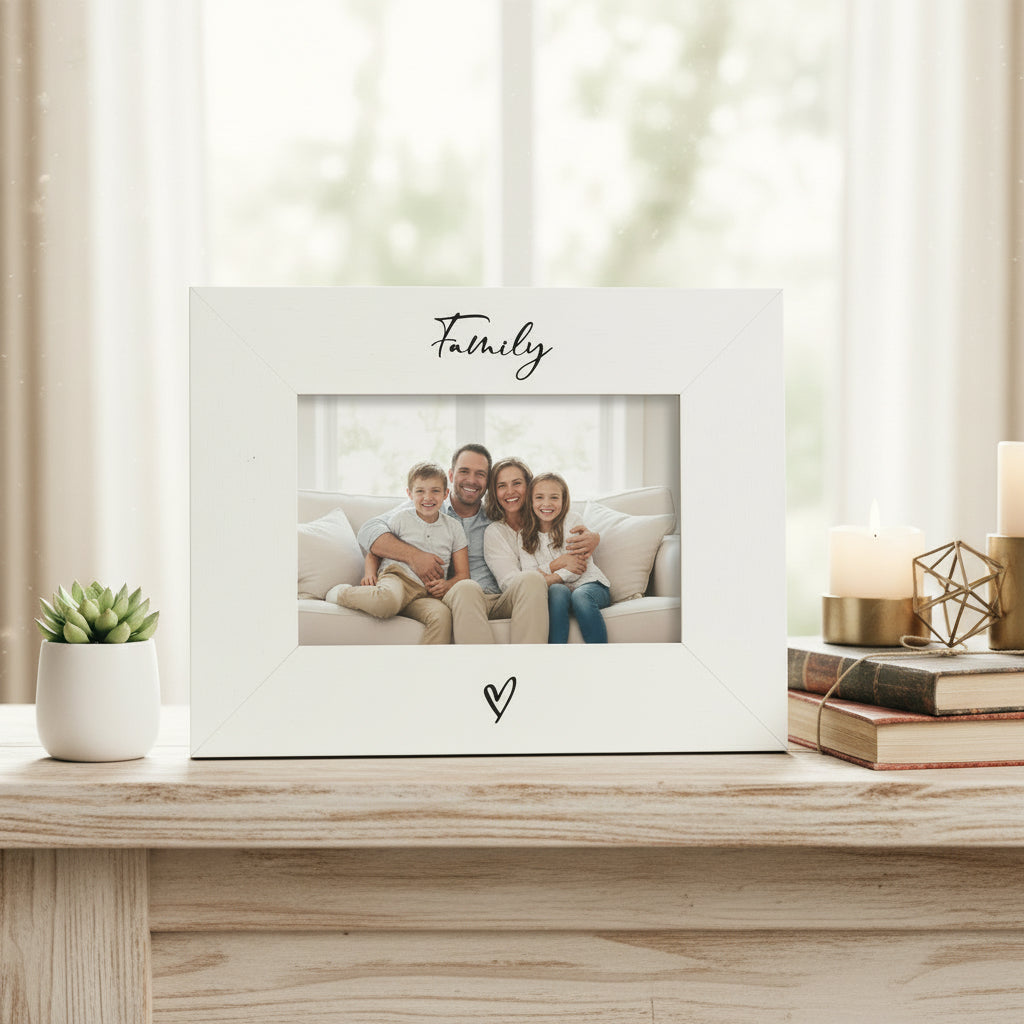 White 6x4 Landscape Picture Photo Frame Family Heart Photo Frame ukgiftstoreonline