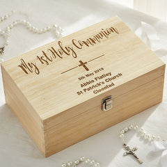 Personalised Large Wooden Communion Keepsake Memories Box Gift Keepsake Memory Box ukgiftstoreonline