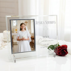 Personalised First Holy Communion Large Engraved Glass Photo Frame In Lined Gift Box Photo Frame ukgiftstoreonline