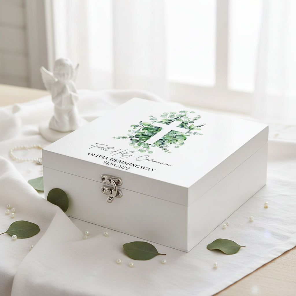 Personalised First Holy Communion Keepsake Wooden Box With Cross Keepsake Wooden Box ukgiftstoreonline