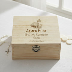 Personalised First Holy Communion Keepsake Wooden Memory Gift Box Engraved ukgiftstoreonline