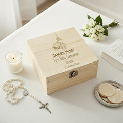Personalised First Holy Communion Keepsake Wooden Memory Gift Box Engraved ukgiftstoreonline