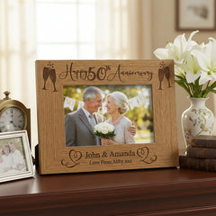 Personalised 50th Wedding Anniversary Wooden Engraved Photo Frame Gift wedding photo frame ukgiftstoreonline 4 x 6 Inch