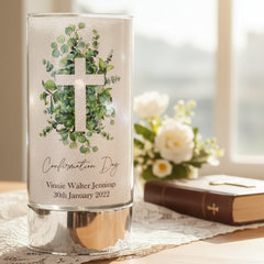 Personalised First Holy Confirmation Night Light Gift With Green Cross ukgiftstoreonline