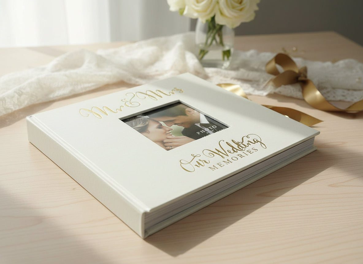 Large Wedding Photo Album For 50 6x8 Photos With Gold Lettering ukgiftstoreonline