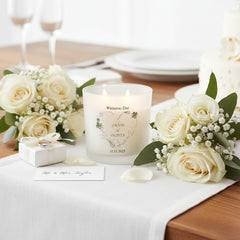 Personalised Large Double Wick Wedding Candle Gift With Green Clover Heart personalised Candle Lights ukgiftstoreonline