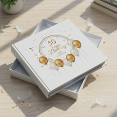Personalised 50th Birthday Photo Album Gift With Gold Balloons Birthday Photo Album ukgiftstoreonline