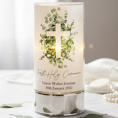 Personalised First Holy Communion Night Light Gift With Green Cross ukgiftstoreonline