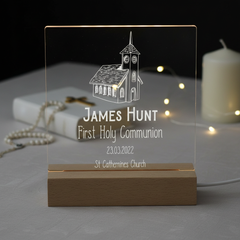 Personalised Communion LED Night Lamp With Church Design ukgiftstoreonline