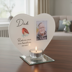 Thinking Of You Dad Memorial Heart Shaped Tea Light Candle Holder