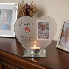 Thinking Of You Grandad Memorial Heart Shaped Tea Light Candle Holder