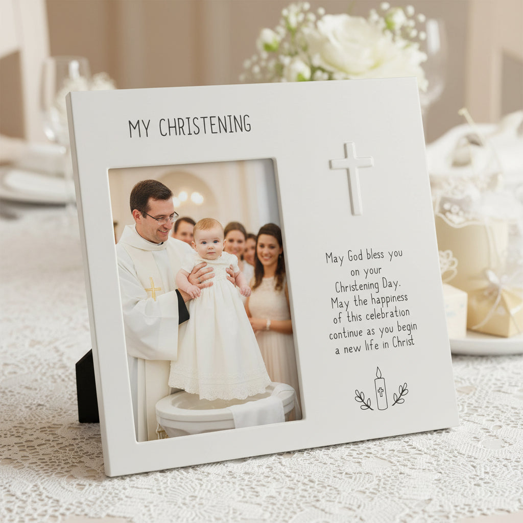 Christening Photo Frame Gift Metal Embossed Finish With Gift Box Photo Frame ukgiftstoreonline
