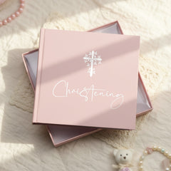 Christening Gift Photo Album With Cross For 50 x 6 by 4 Photos In Green Pink or Black photo album ukgiftstoreonline Pink