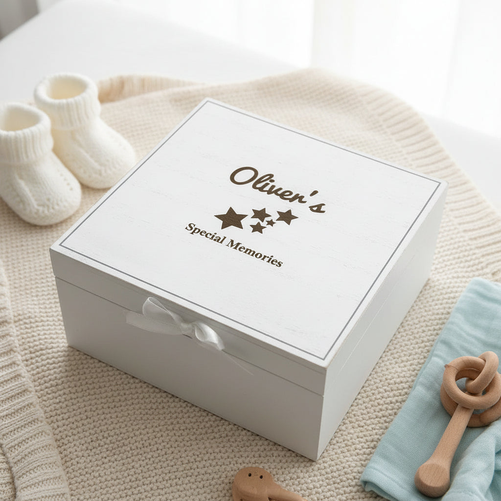 Personalised Vintage Style Baby wooden Memories Keepsake Box Keepsake Memory Box Baby Keepsakes