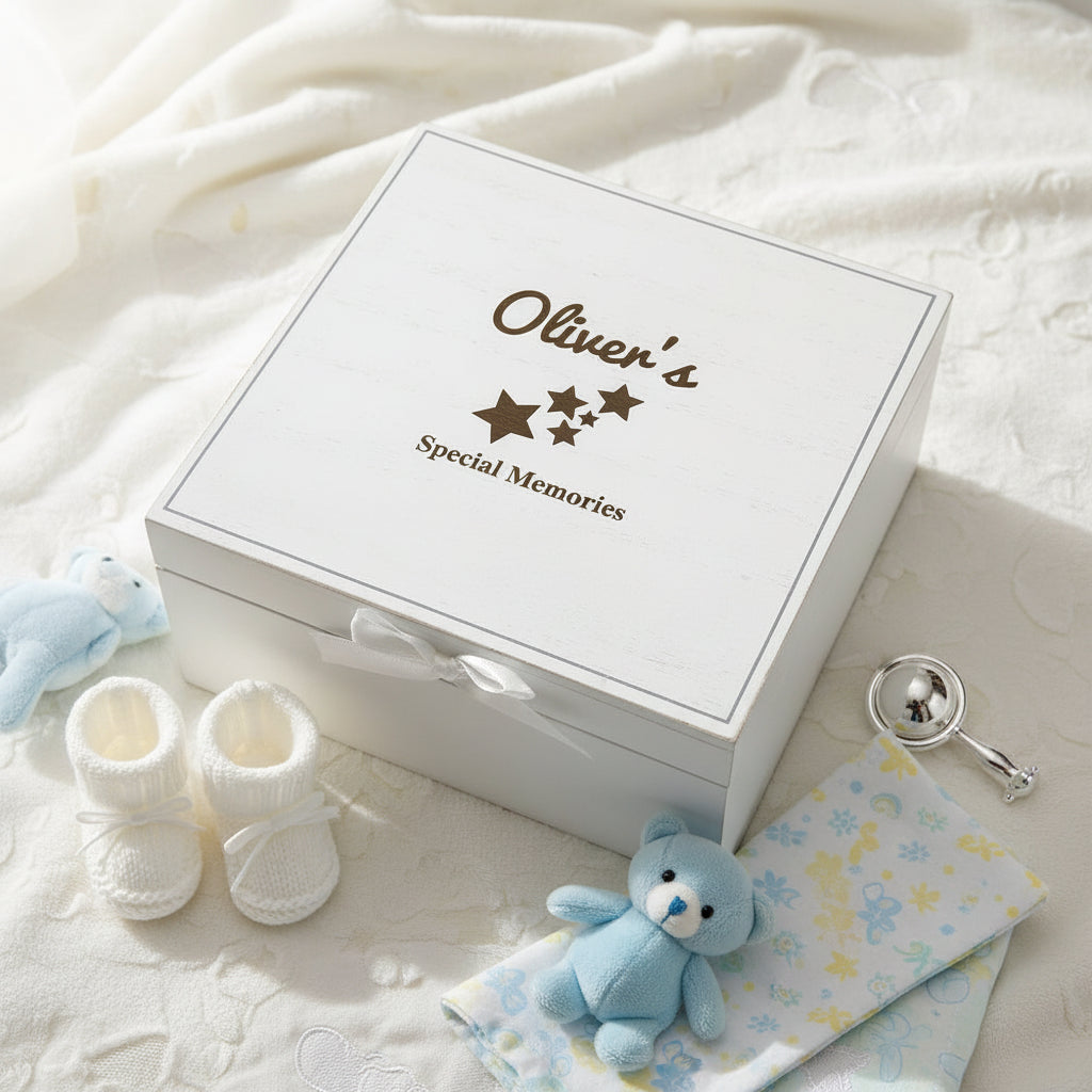 Personalised Vintage Style Baby wooden Memories Keepsake Box Keepsake Memory Box Baby Keepsakes