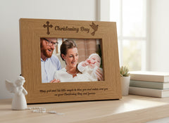 Christening Day Engraved Wooden Photo Frame Gift Christening Photo Frame ukgiftstoreonline