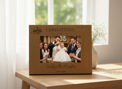 Personalised Engraved Wooden Christening Photo Picture Frame Landscape With Church Sketch Photo Frame ukgiftstoreonline