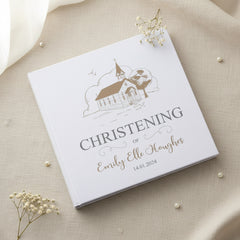Large Book Bound Personalised Christening Photo Album With Church photo album ukgiftstoreonline