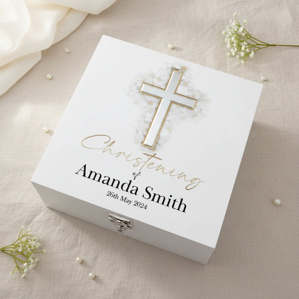Personalised Christening Wooden Box Memories Keepsake Gift Keepsake Wooden Box ukgiftstoreonline
